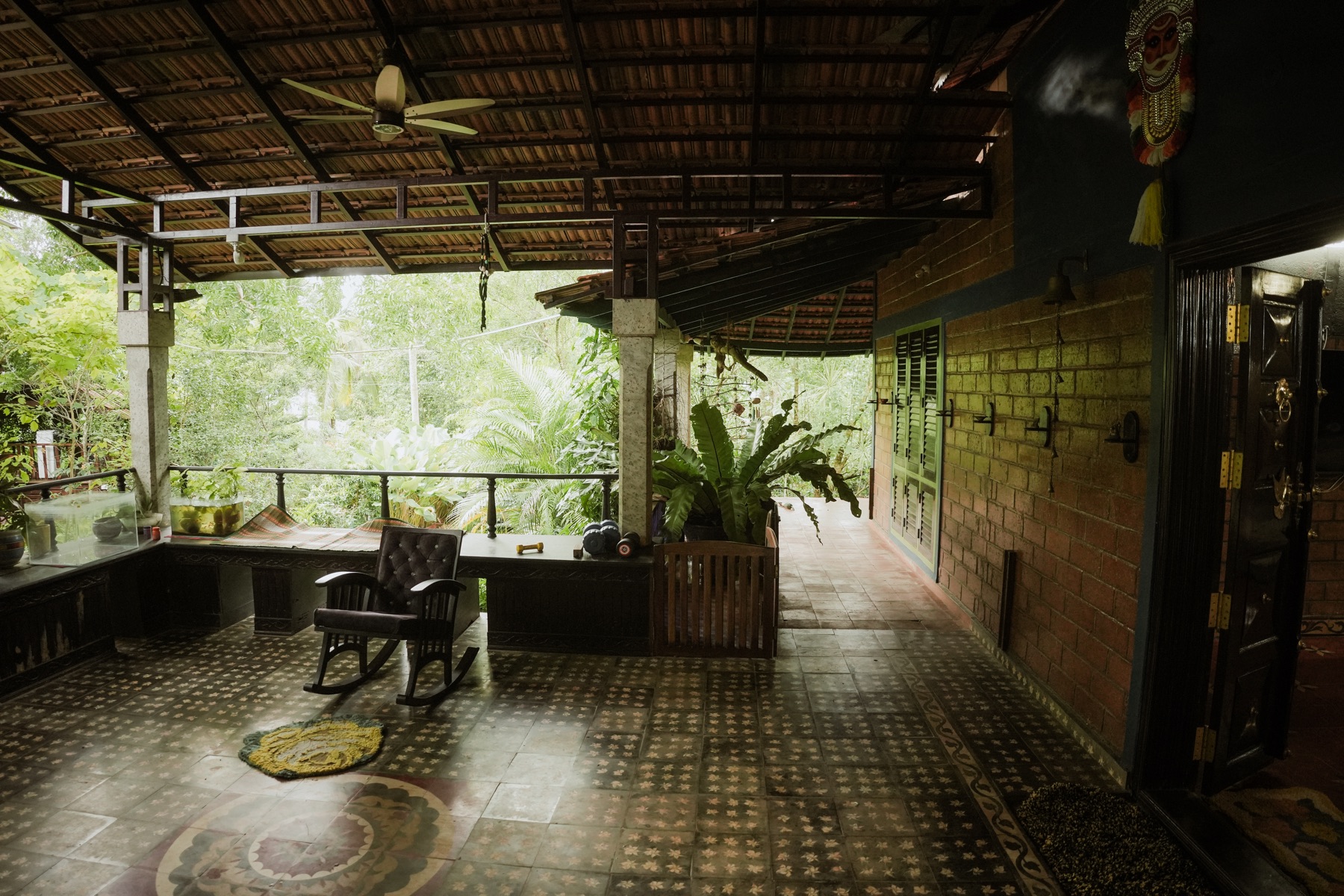 Shaded veranda overlooking greenery